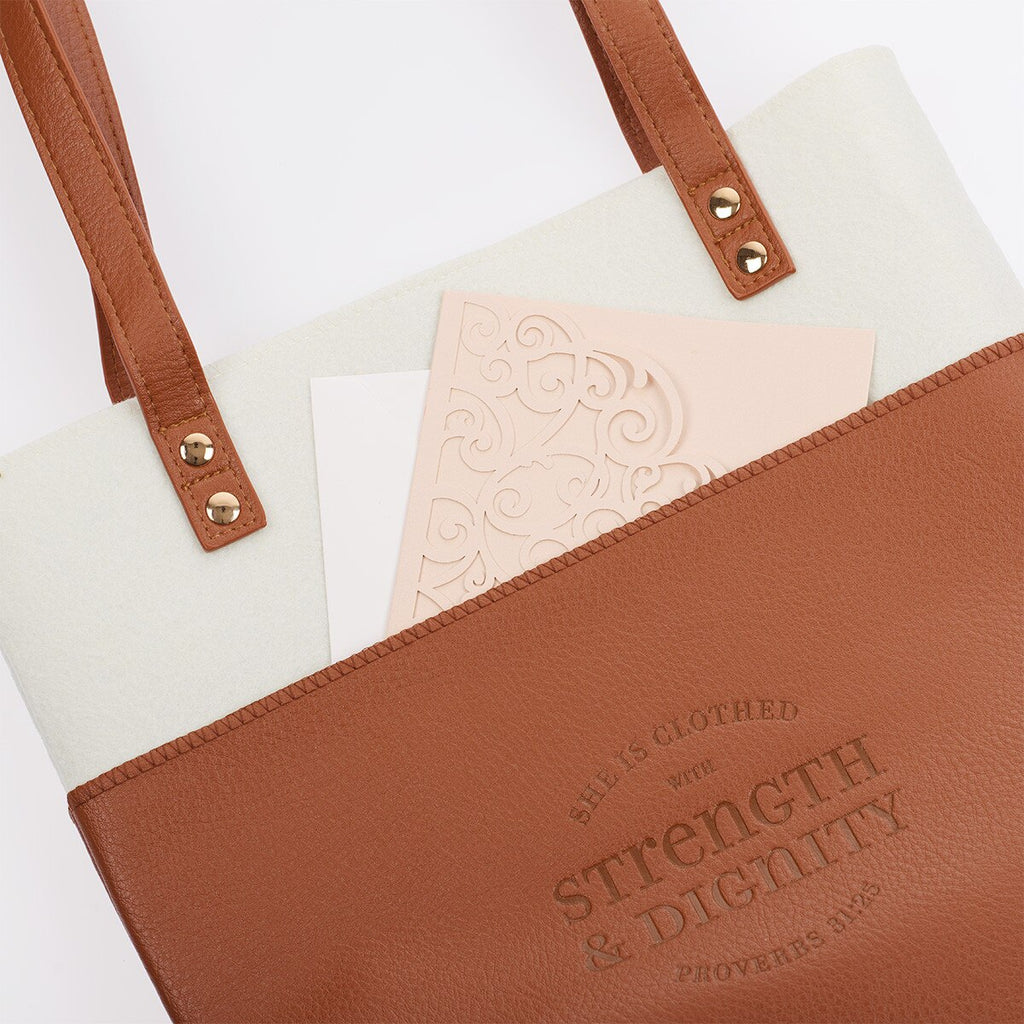 Proverbs 31 Women "Two-Tone Leather Tote Bag"