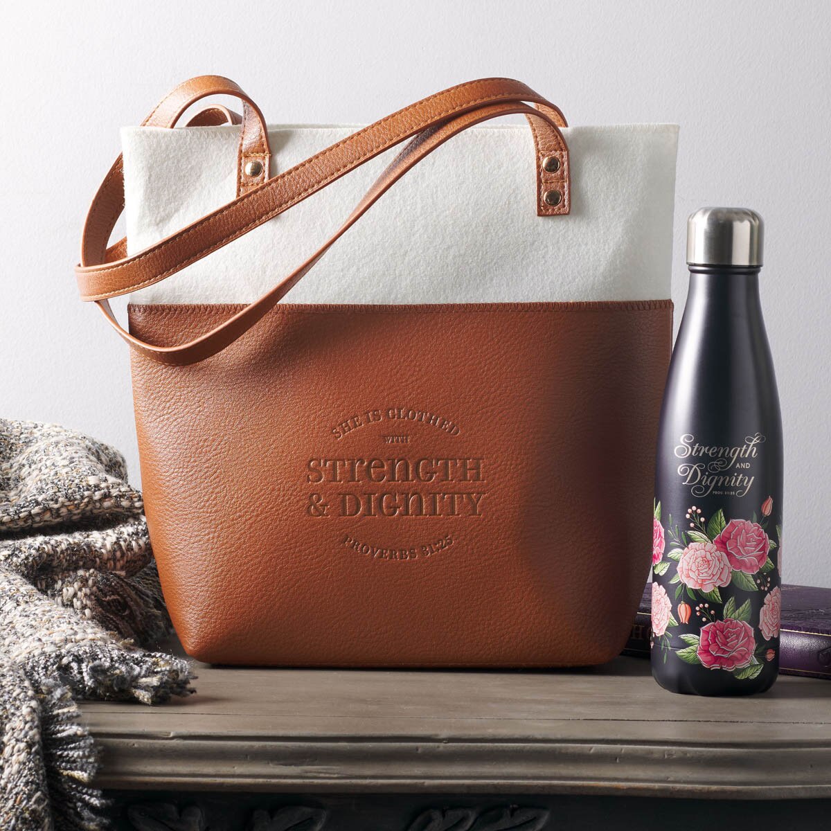 Proverbs 31 Women "Two-Tone Leather Tote Bag"