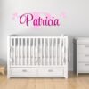 Personalized nursery wall decal with cursive initial and name in vinyl